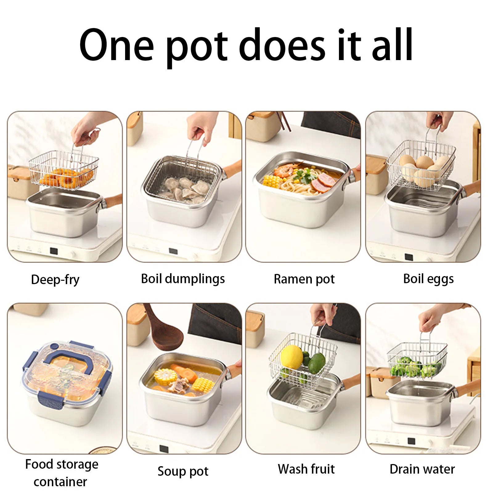 4-in-1 Stainless Steel Cooking Pot Set